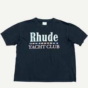 Rhude Yacht Club Nautical Flags Graphic Tee Black Size XL Men's